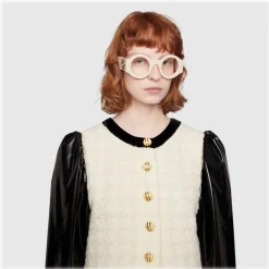 Gucci - Round Frame Acetate Sunglasses - Ivory - Gucci Eyewear - Avvenice