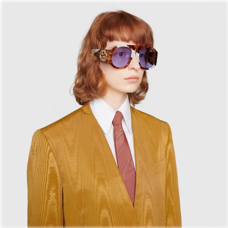 Gucci - Round Frame Acetate Sunglasses - Tortoiseshell and White Mother of Pearl - Gucci Eyewear - Avvenice