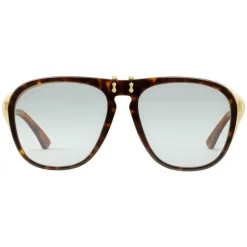 Gucci - Round Frame Acetate Glasses - Dark Tortoiseshell - Gucci Eyewear - Avvenice