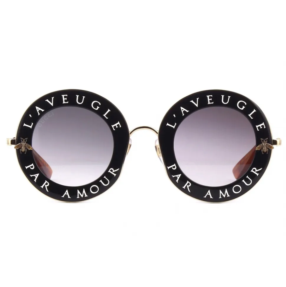Gucci - Round Frame Acetate Sunglasses - Black Gold - L'Aveugle Par Amour - Gucci Eyewear - Avvenice