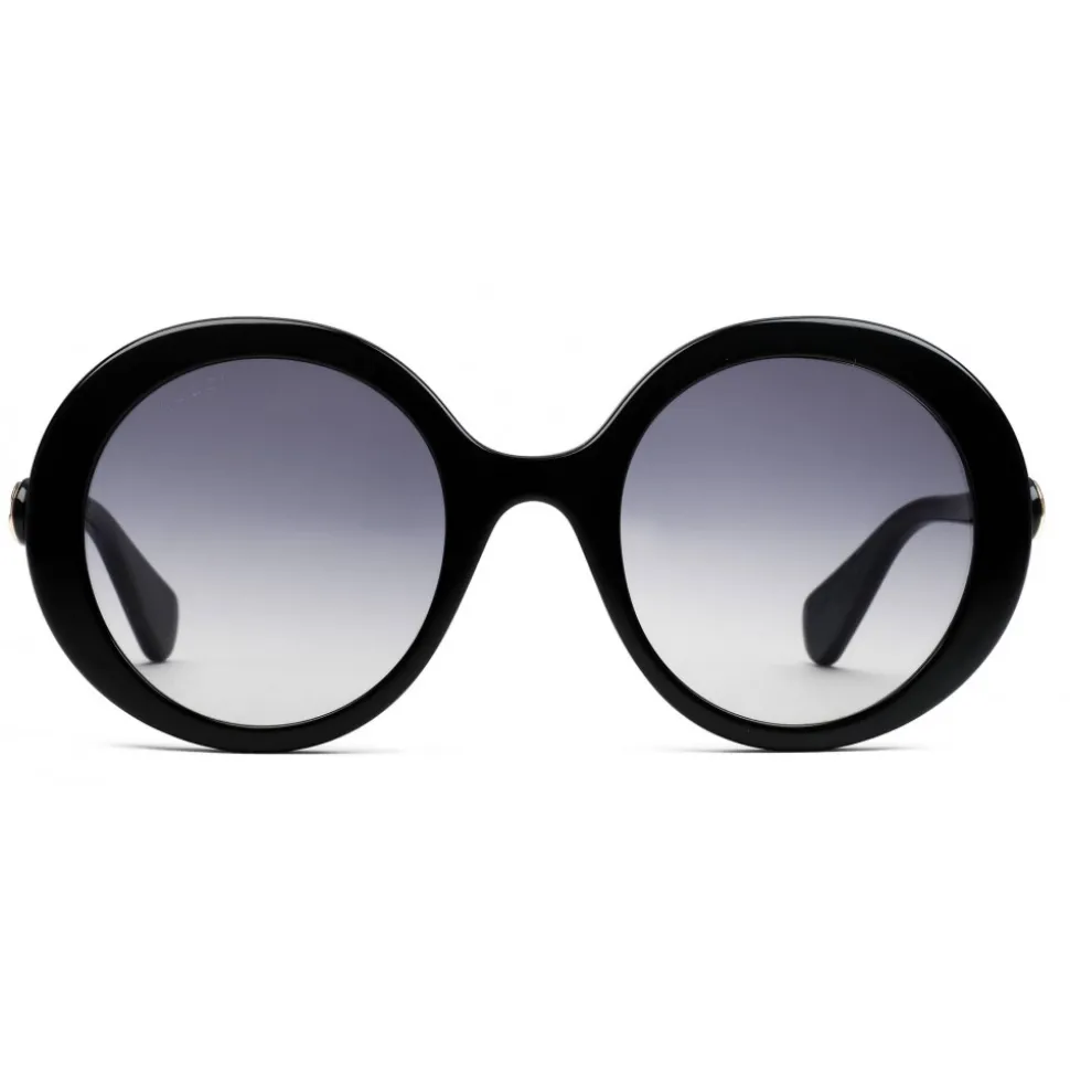Gucci - Round Frame Acetate Sunglasses - Lucid Black Acetate - Gucci Eyewear - Avvenice