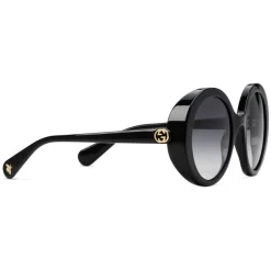 Gucci - Round Frame Acetate Sunglasses - Lucid Black Acetate - Gucci Eyewear - Avvenice