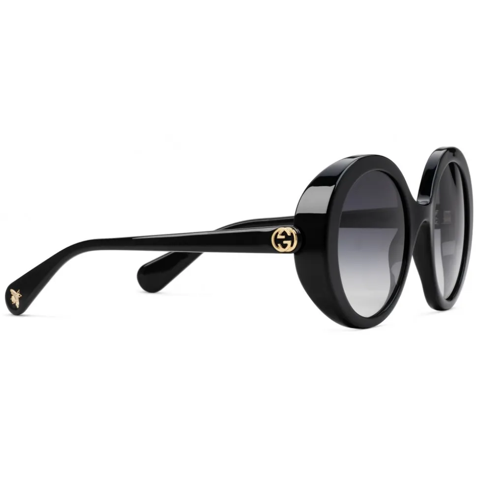 Gucci - Round Frame Acetate Sunglasses - Lucid Black Acetate - Gucci Eyewear - Avvenice