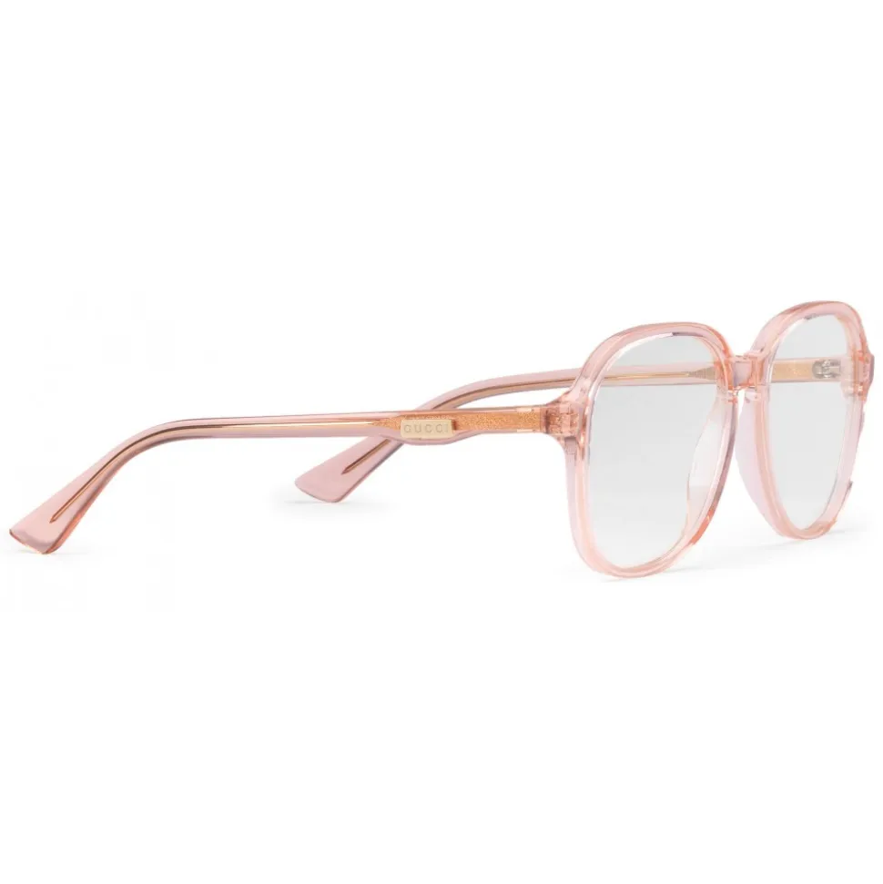 Gucci - Round Frame Acetate Glasses - Transparent Peach Acetate - Gucci Eyewear - Avvenice