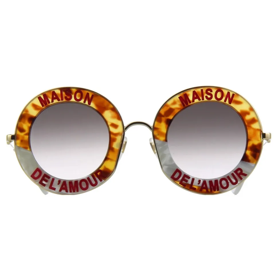 Gucci - Round Frame Acetate Sunglasses - Havana Gold - Maison de l'Amour - Gucci Eyewear - Avvenice