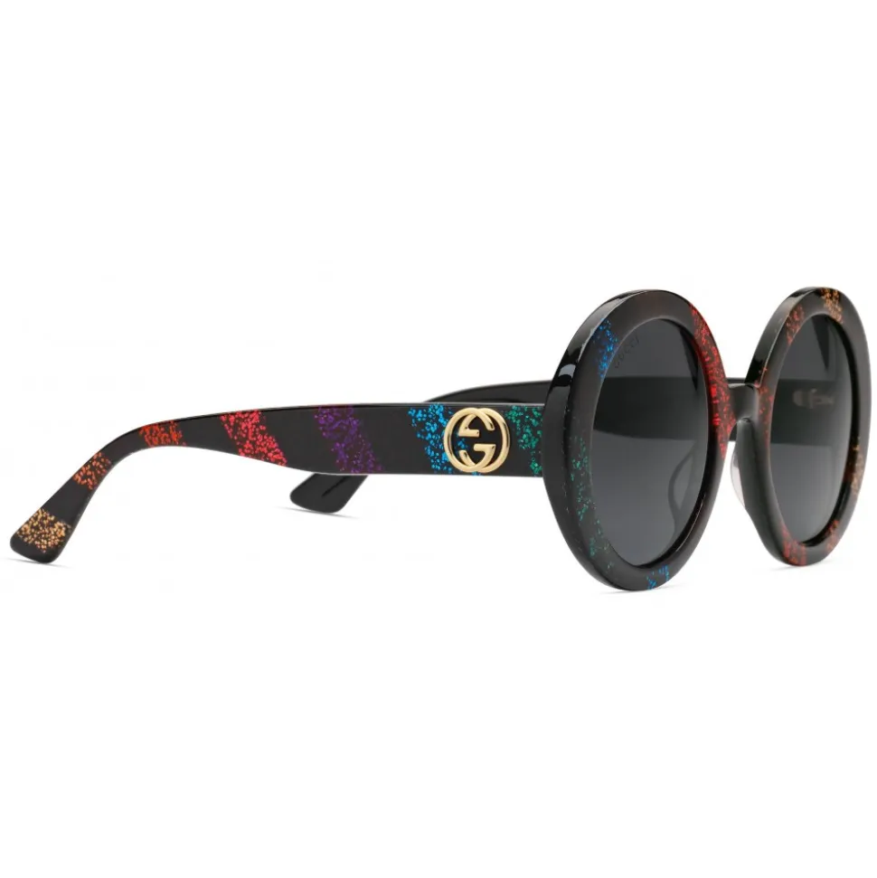 Gucci - Round Frame Acetate Sunglasses with Glitter - Acetate and Glitter - Gucci Eyewear - Avvenice
