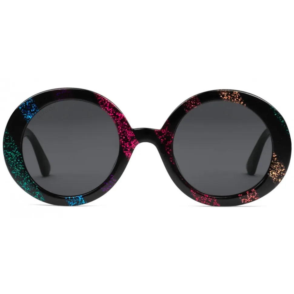 Gucci - Round Frame Acetate Sunglasses with Glitter - Acetate and Glitter - Gucci Eyewear - Avvenice