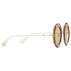 Gucci - Round Frame Acetate Sunglasses - Red Black - Gucci Eyewear - Avvenice