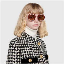 Gucci - Round Frame Acetate Sunglasses - Red Black - Gucci Eyewear - Avvenice