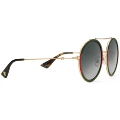 Gucci - Round Frame Metal Sunglasses - Green - Gucci Eyewear - Avvenice