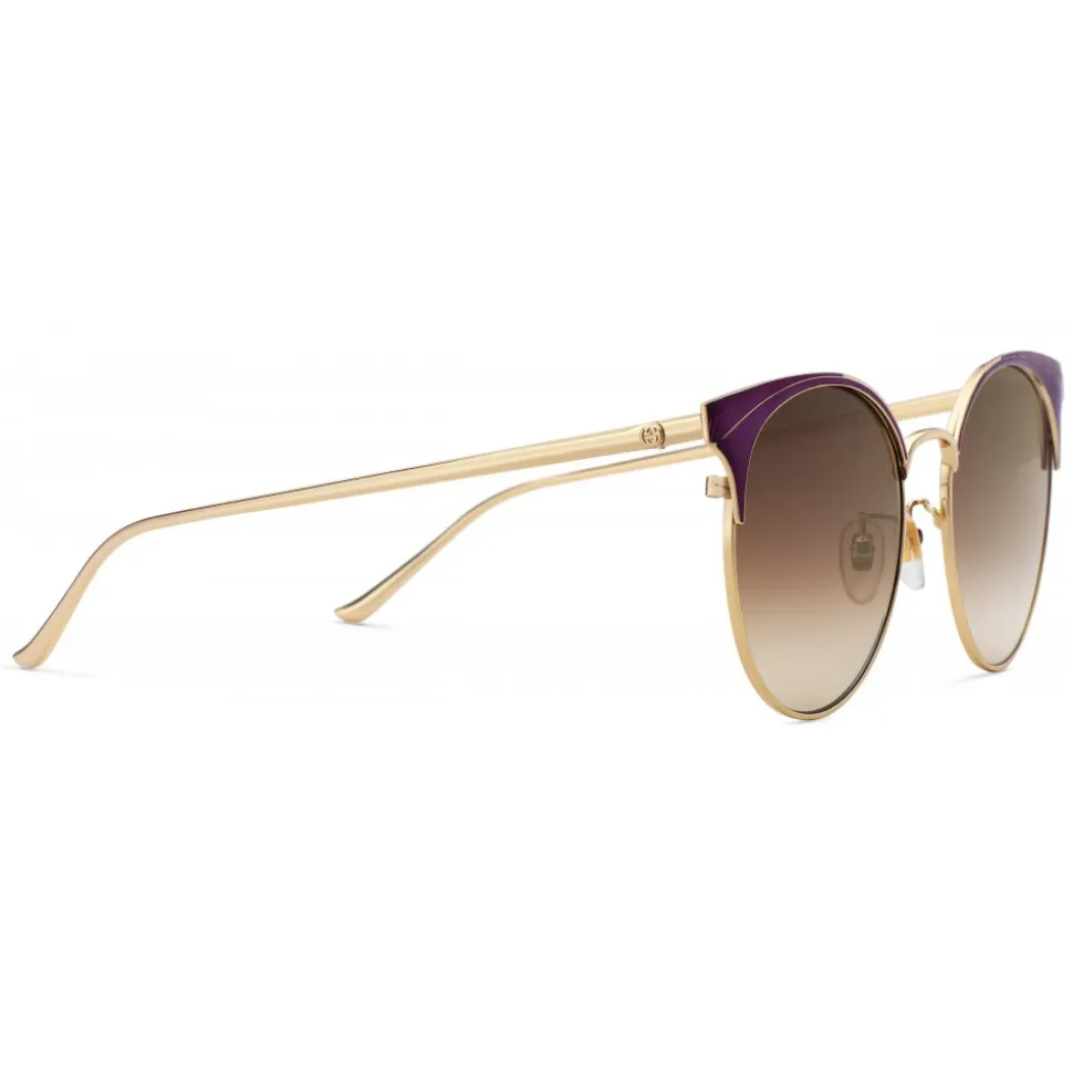 Gucci - Round Frame Metal Sunglasses - Light Tortoiseshell - Gucci Eyewear - Avvenice