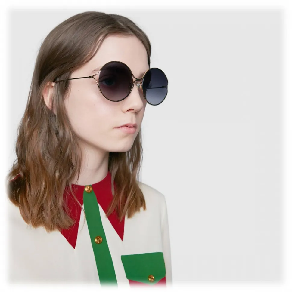 Gucci - Round Frame Metal Sunglasses - Gold and Silver - Gucci Eyewear - Avvenice