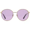 Gucci - Round Frame Metal Sunglasses - Gold  with Green and Red Web Detail - Gucci Eyewear - Avvenice