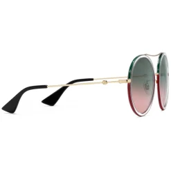 Gucci - Round Metal Sunglasses - Gold Green - Gucci Eyewear - Avvenice