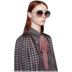 Gucci - Round Metal Sunglasses - Gold Green - Gucci Eyewear - Avvenice