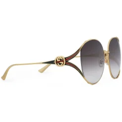 Gucci - Round Metal Sunglasses - Gold with Enamel Crotch Detail and Web Detail - Gucci Eyewear - Avvenice
