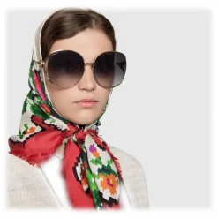 Gucci - Round Metal Sunglasses - Gold with Enamel Crotch Detail and Web Detail - Gucci Eyewear - Avvenice