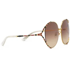 Gucci - Round Metal Sunglasses - Gold Brown - Gucci Eyewear - Avvenice