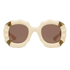 Gucci - Round Sunglasses with Metal Details - Ivory - Gucci Eyewear - Avvenice