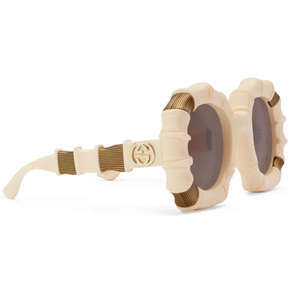 Gucci - Round Sunglasses with Metal Details - Ivory - Gucci Eyewear - Avvenice
