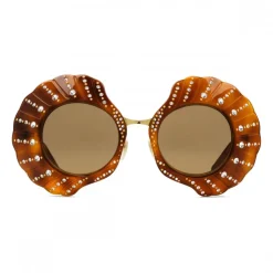 Gucci - Round Sunglasses with Crystals - Limited Edition - Tartarugato - Turtle - Gucci Eyewear - Avvenice