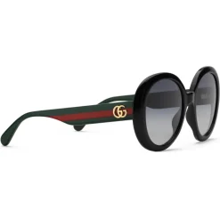 Gucci - Round Sunglasses with Web - Black - Gucci Eyewear - Avvenice