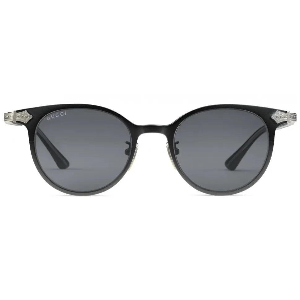 Gucci - Round Titanium Sunglasses - Matt Black Ruthenium Titanium - Gucci Eyewear - Avvenice