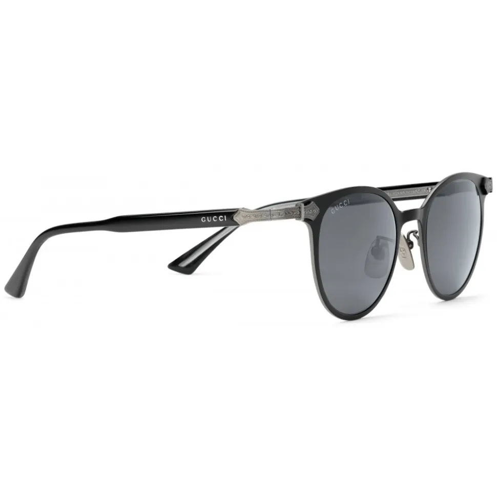 Gucci - Round Titanium Sunglasses - Matt Black Ruthenium Titanium - Gucci Eyewear - Avvenice