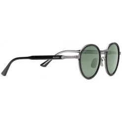 Gucci - Round Titanium Sunglasses - Black Titanium with Green Lenses - Gucci Eyewear - Avvenice