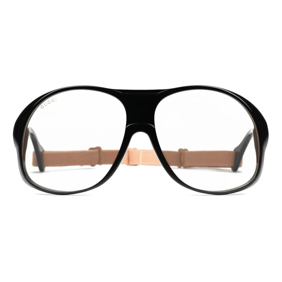 Gucci - Round-Frame Acetate Glasses with Elastic - Black - Gucci Eyewear - Avvenice