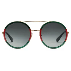 Gucci - Round-Frame Sunglasses - Black Gold - Gucci Eyewear - Avvenice