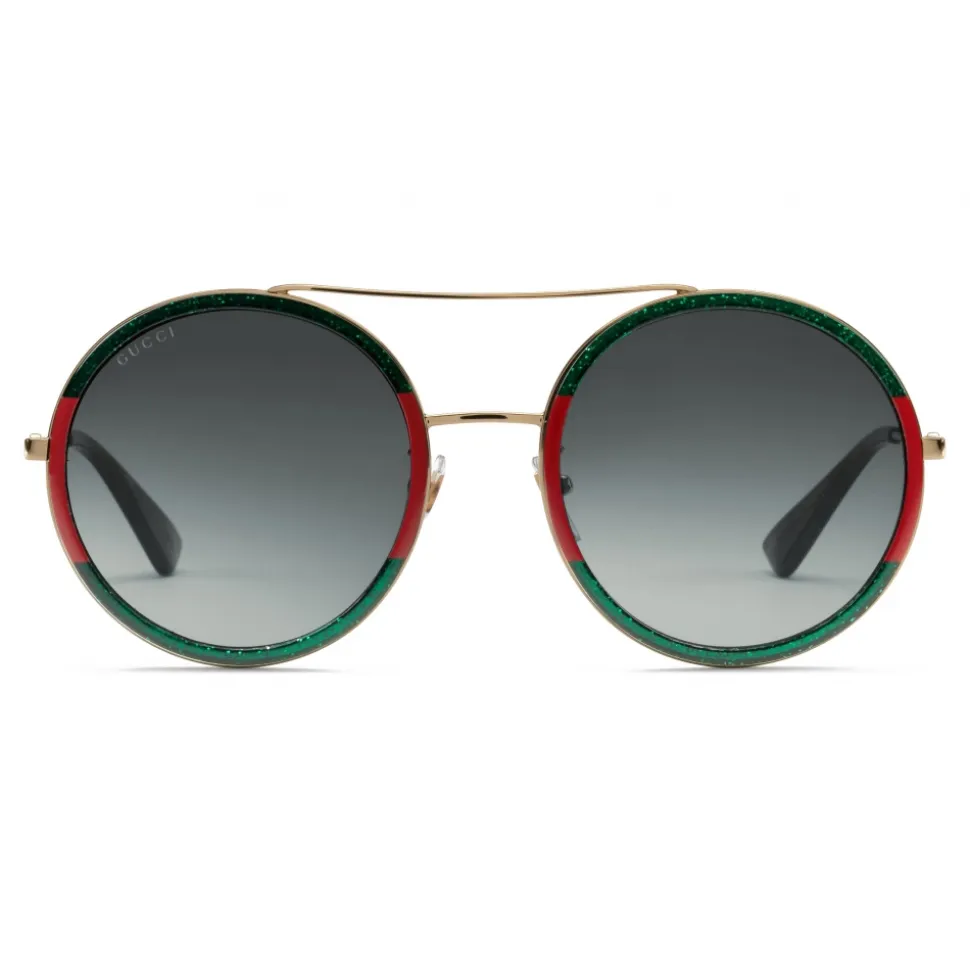 Gucci - Round-Frame Sunglasses - Black Gold - Gucci Eyewear - Avvenice