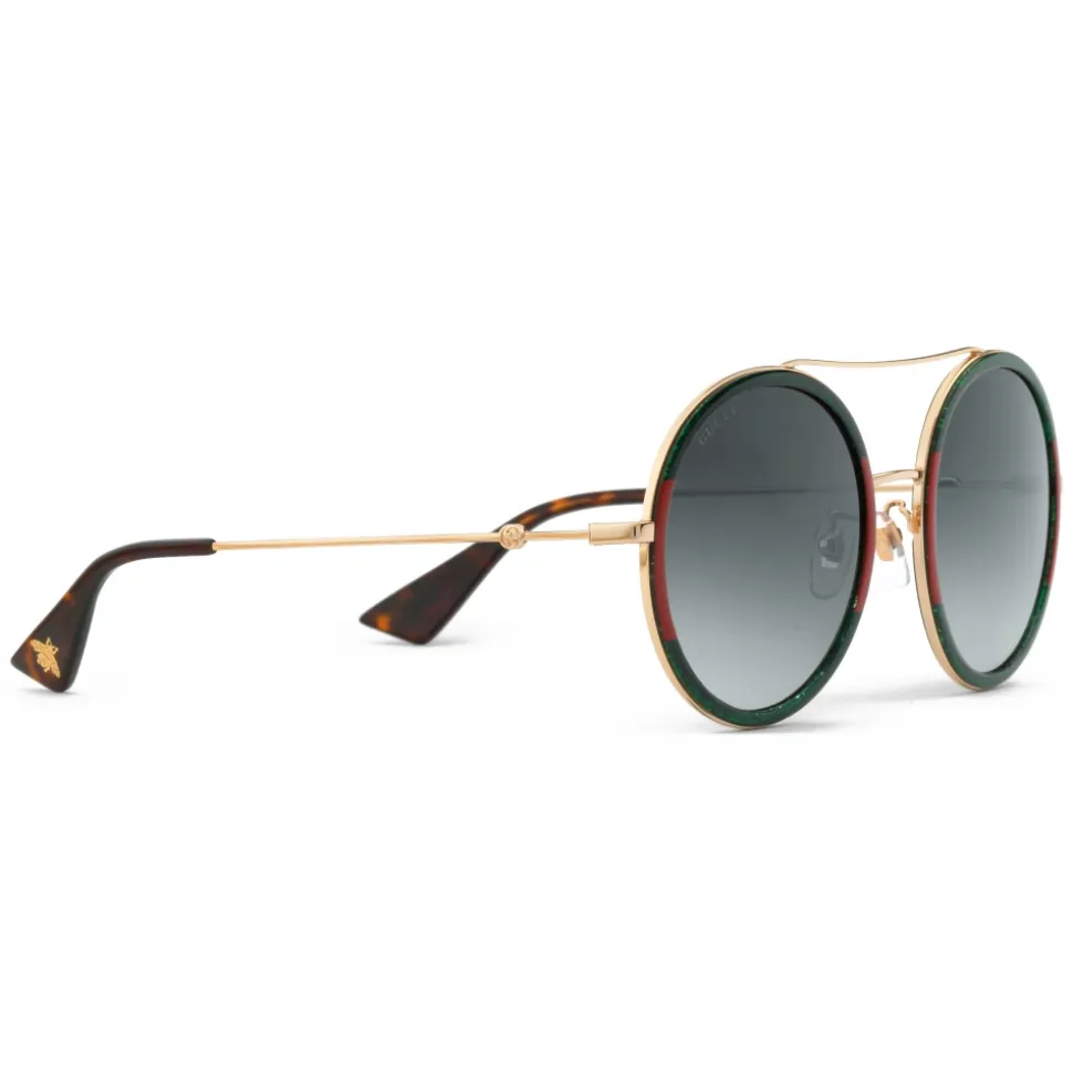 Gucci - Round-Frame Sunglasses - Black Gold - Gucci Eyewear - Avvenice