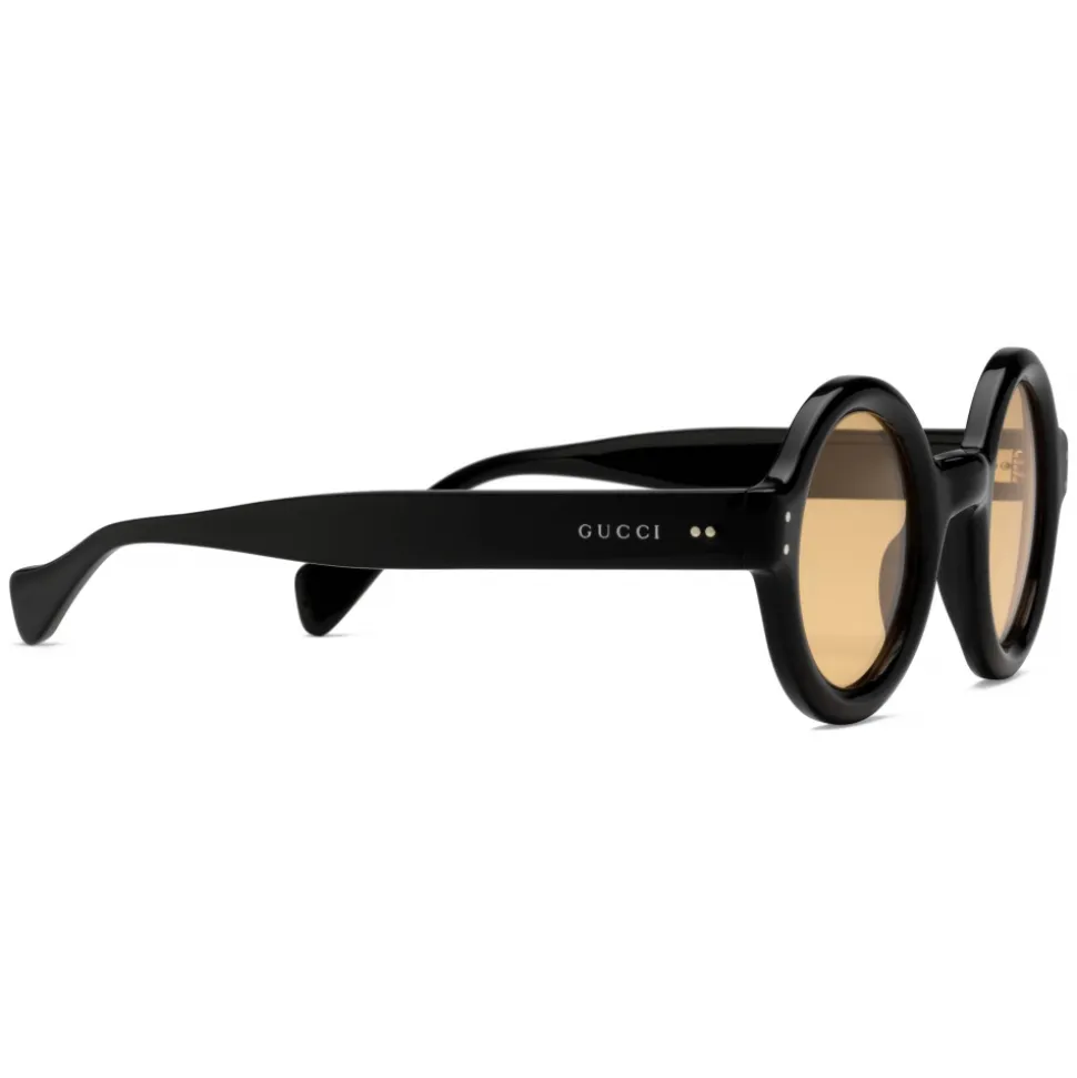 Gucci - Round-Frame Sunglasses - Black Yellow - Gucci Eyewear - Avvenice