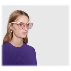 Gucci - Specialized Fit Round Frame Metal Sunglasses - Light Pink - Gucci Eyewear - Avvenice