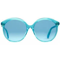 Gucci - Specialized Fit Round Frame Acetate Sunglasses -Transparent Blue Acetate - Gucci Eyewear - Avvenice