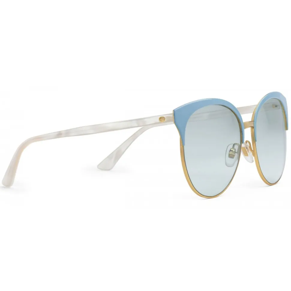 Gucci - Specialized Fit Round Frame Metal Sunglasses - Light Blue - Gucci Eyewear - Avvenice
