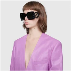 Gucci - Square Acetate Sunglasses - Black - Gucci Eyewear - Avvenice
