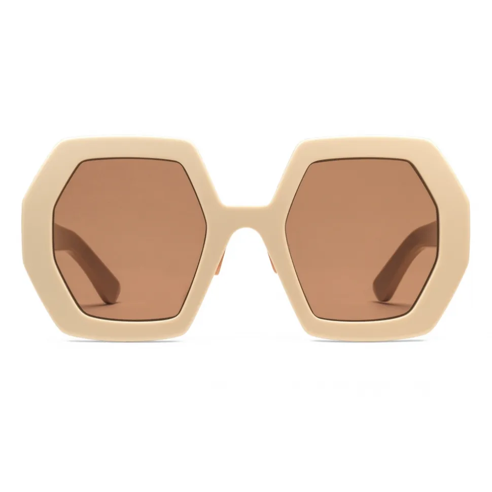 Gucci - Square Acetate Sunglasses - Ivory Brown - Gucci Eyewear - Avvenice