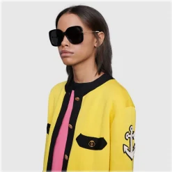 Gucci - Square Acetate Sunglasses - Black - Gucci Eyewear - Avvenice