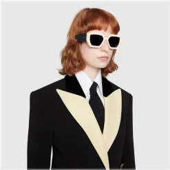 Gucci - Square Acetate Sunglasses - Mix Black Ivory - Gucci Eyewear - Avvenice