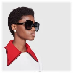 Gucci - Square Acetate Sunglasses - Black Acetate - Gucci Eyewear - Avvenice