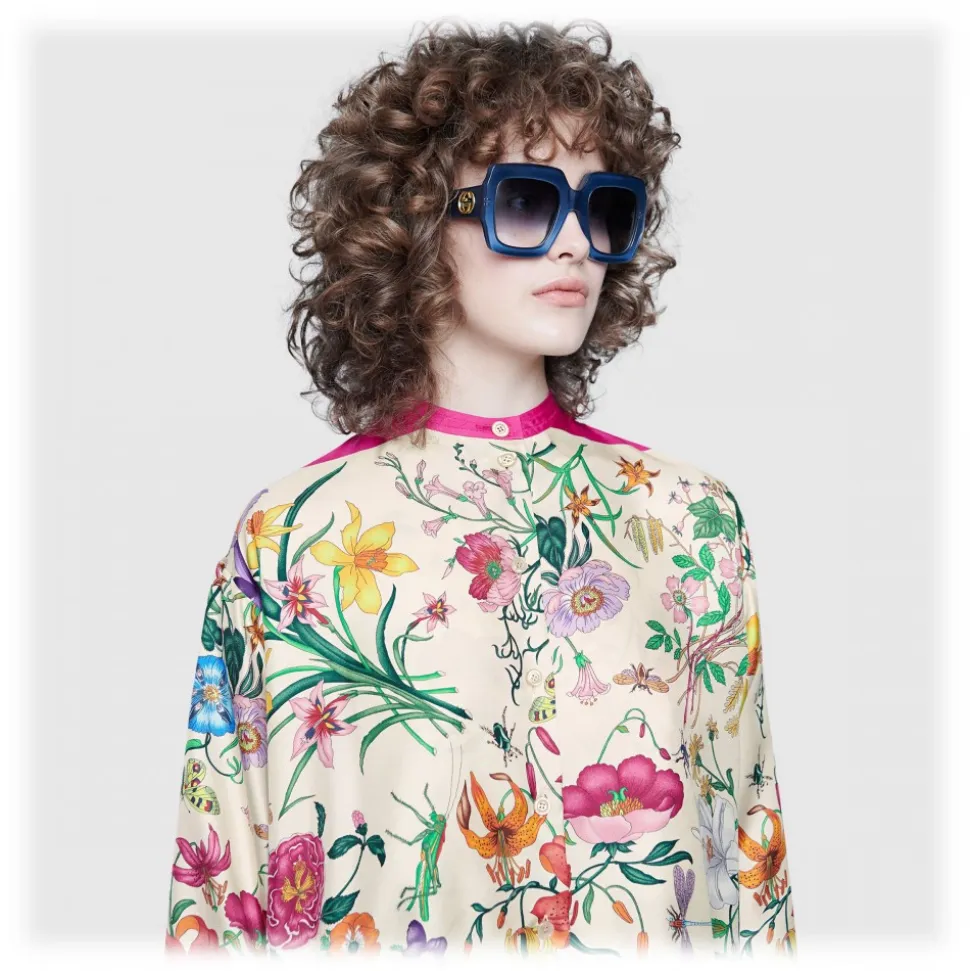 Gucci - Square Acetate Sunglasses - Blue - Gucci Eyewear - Avvenice