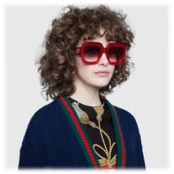 Gucci - Square Acetate Sunglasses - Red - Gucci Eyewear - Avvenice