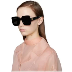 Gucci - Square Acetate Sunglasses - Black Grey - Gucci Eyewear - Avvenice