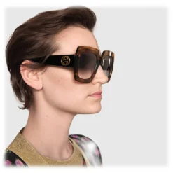Gucci - Square Acetate Sunglasses - Black and Turtle Acetate - Gucci Eyewear - Avvenice