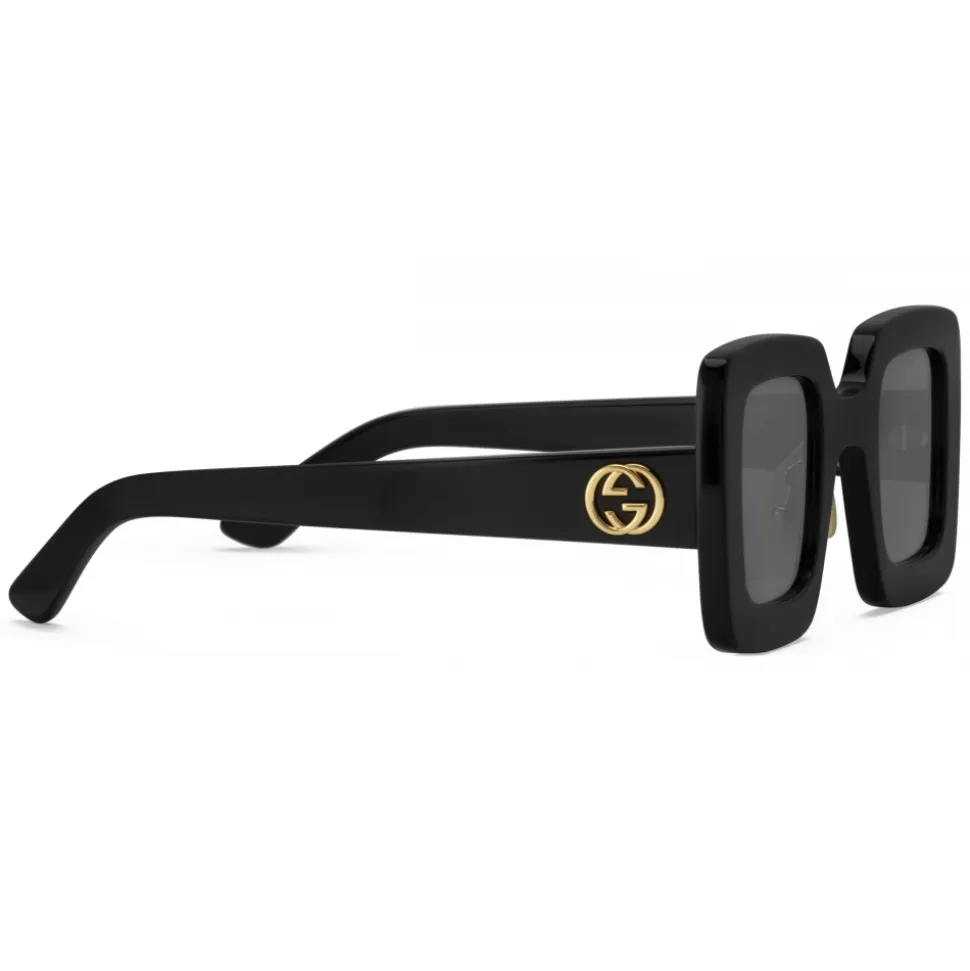 Gucci - Square Acetate Sunglasses - Black Mirror Grey - Gucci Eyewear - Avvenice