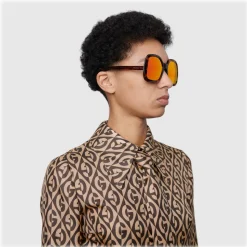 Gucci - Square Acetate Sunglasses - Turtle Orange - Gucci Eyewear - Avvenice
