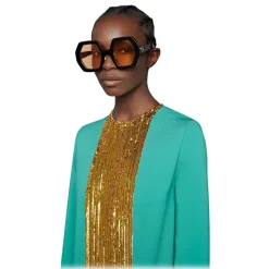 Gucci - Square Acetate Sunglasses - Black Yellow - Gucci Eyewear - Avvenice