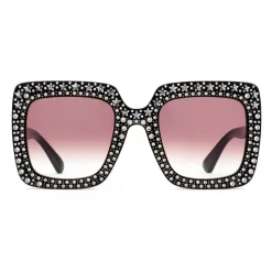 Gucci - Square Acetate Sunglasses with Crystals - Black - Gucci Eyewear - Avvenice